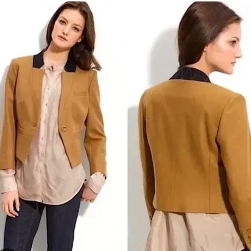 Trouve Camel Brown Shrunken Blazer